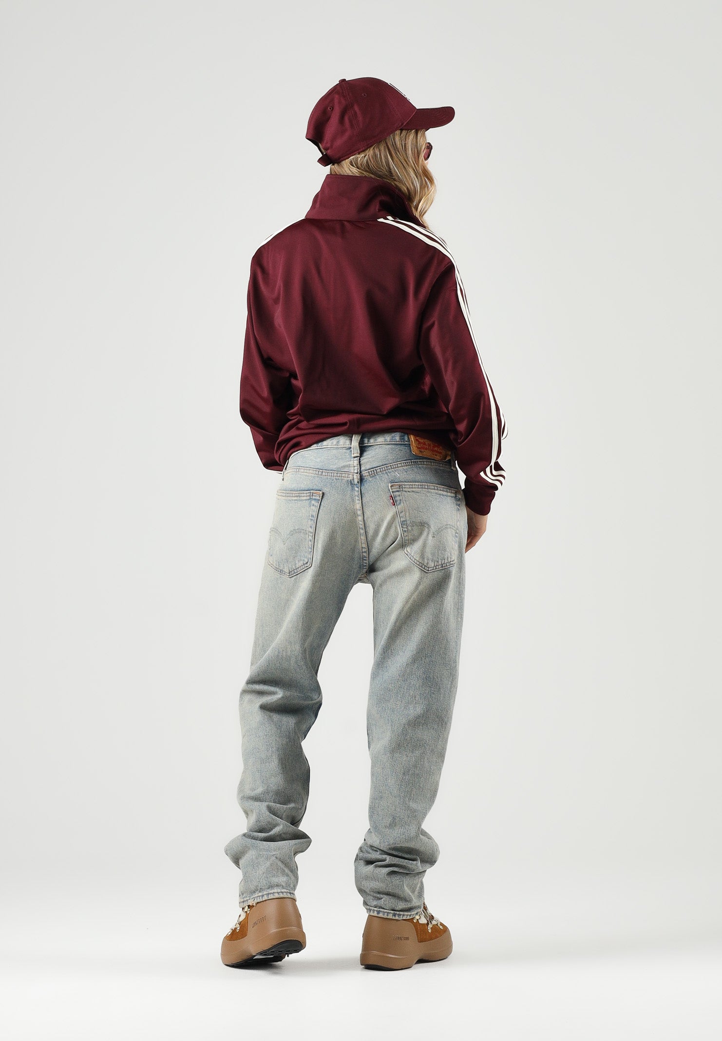 ADIDAS ORIGINALS Felpa con zip  FIREBIRD TRACK TOP maroon bordeaux da donna con logo iconico LC6500 . ADIDAS ORIGINALS 