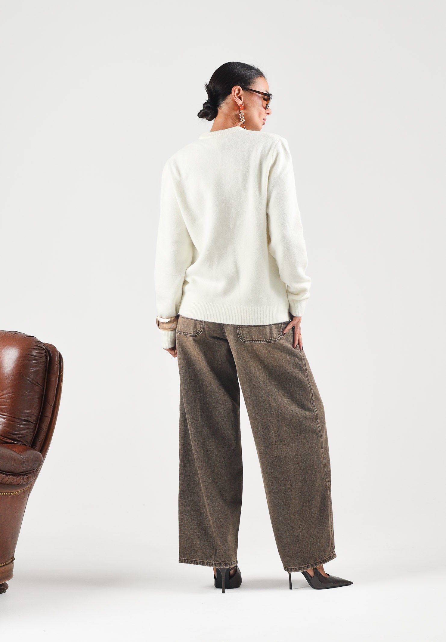 ADIDAS ORIGINALS Maglione TREFOIL ESSENTIALS FULLY KNIT crema per uomo e donna LC7652 . ADIDAS ORIGINALS 
