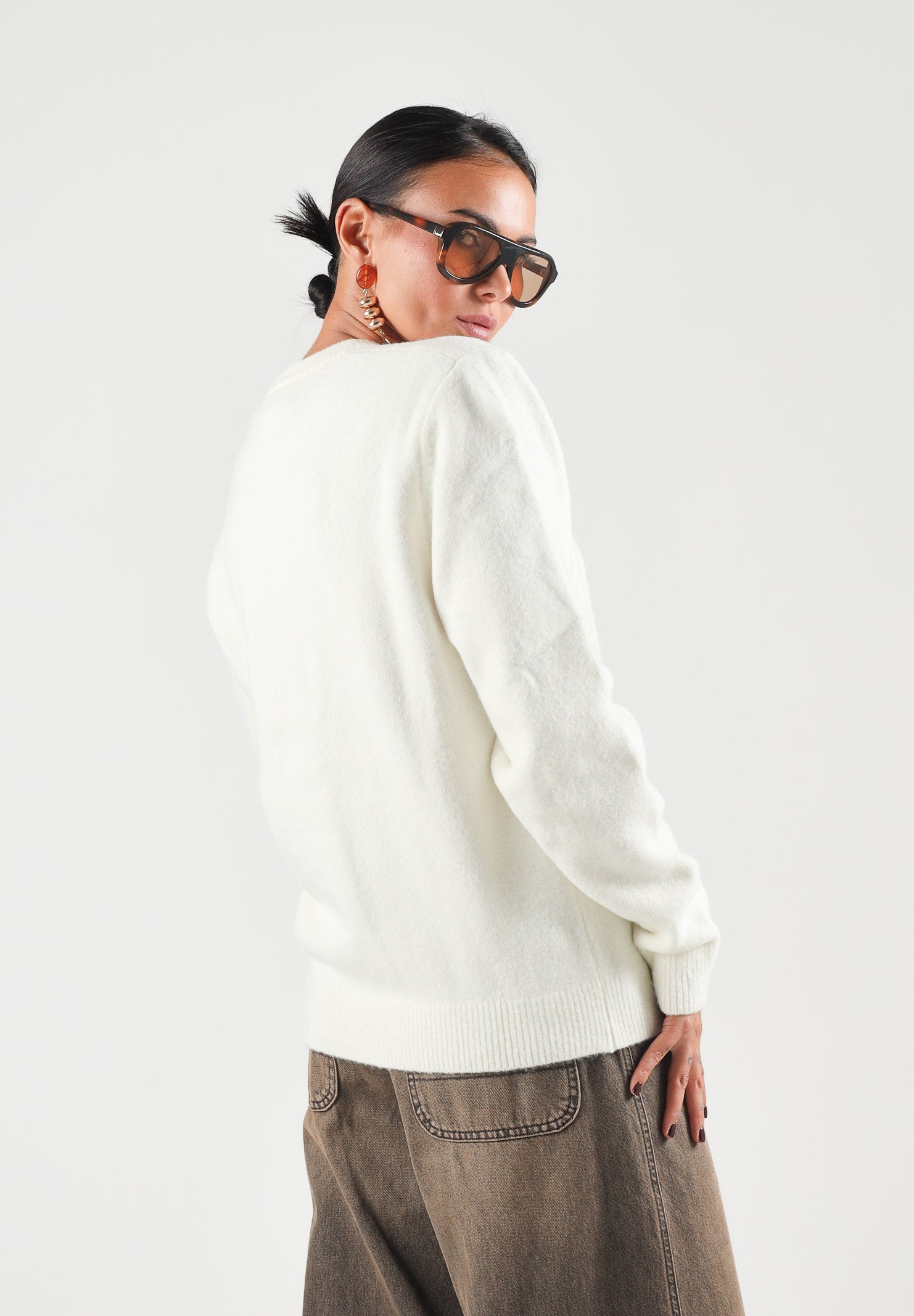 ADIDAS ORIGINALS Maglione TREFOIL ESSENTIALS FULLY KNIT crema per uomo e donna LC7652 . ADIDAS ORIGINALS 