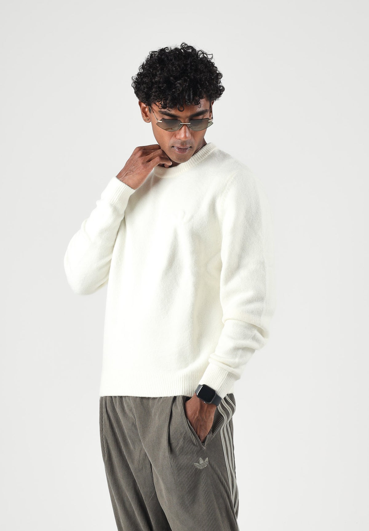 ADIDAS ORIGINALS Maglione TREFOIL ESSENTIALS FULLY KNIT crema per uomo e donna LC7652 . ADIDAS ORIGINALS 