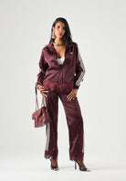 ADIDAS ORIGINALS Felpa con zip Firebird bordeaux da donna LD1804 . ADIDAS ORIGINALS 