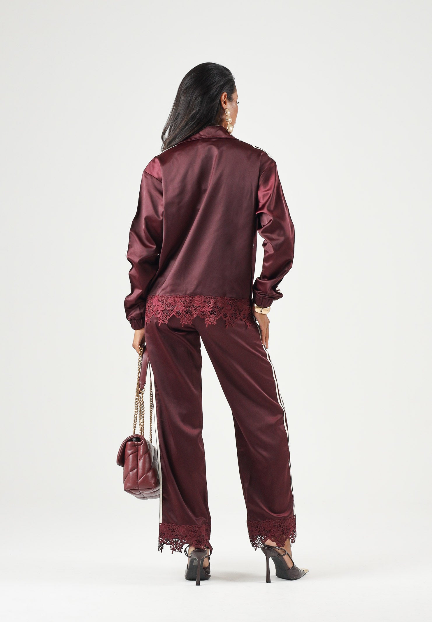ADIDAS ORIGINALS Felpa con zip Firebird bordeaux da donna LD1804 . ADIDAS ORIGINALS 