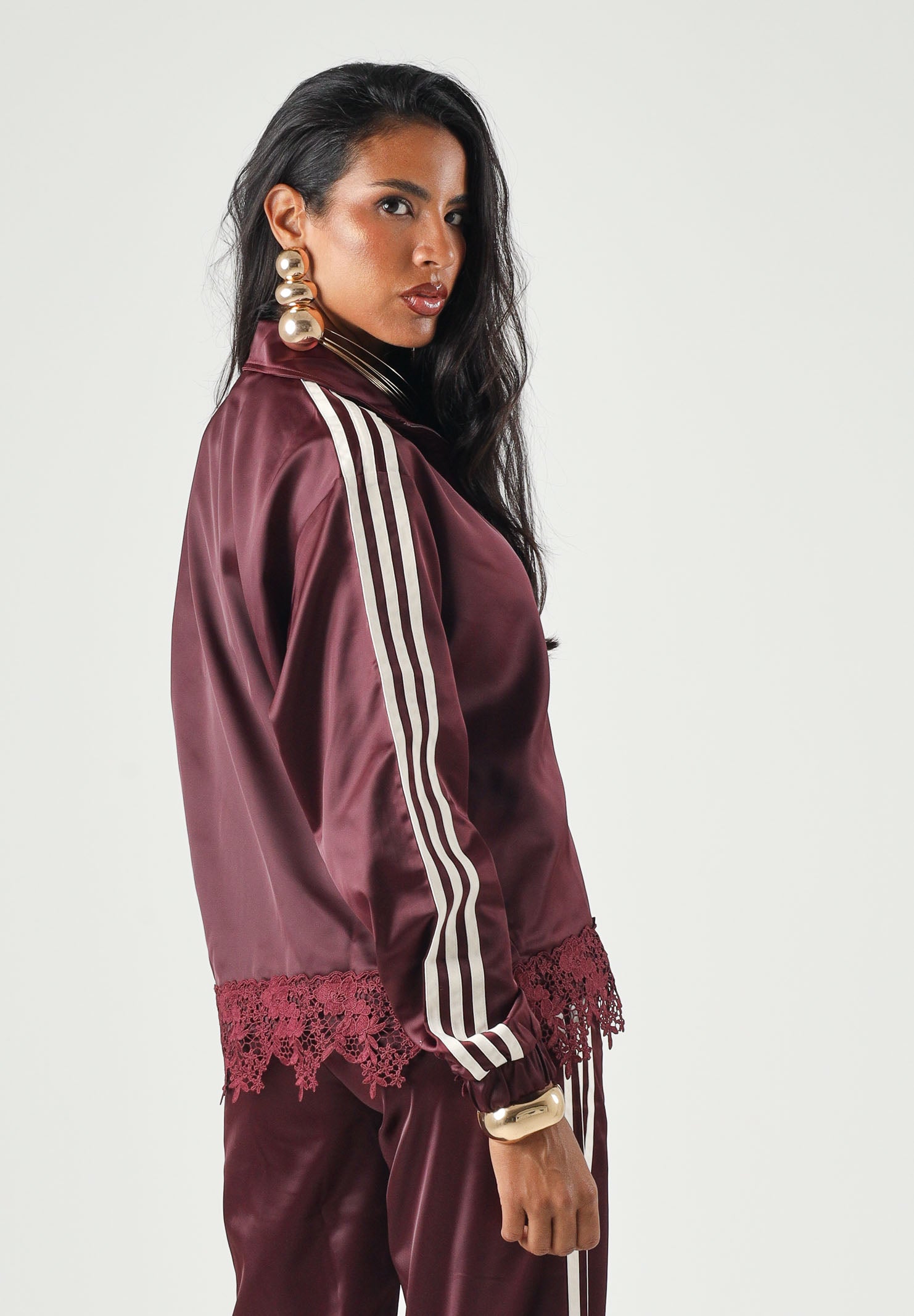 ADIDAS ORIGINALS Felpa con zip Firebird bordeaux da donna LD1804 . ADIDAS ORIGINALS 