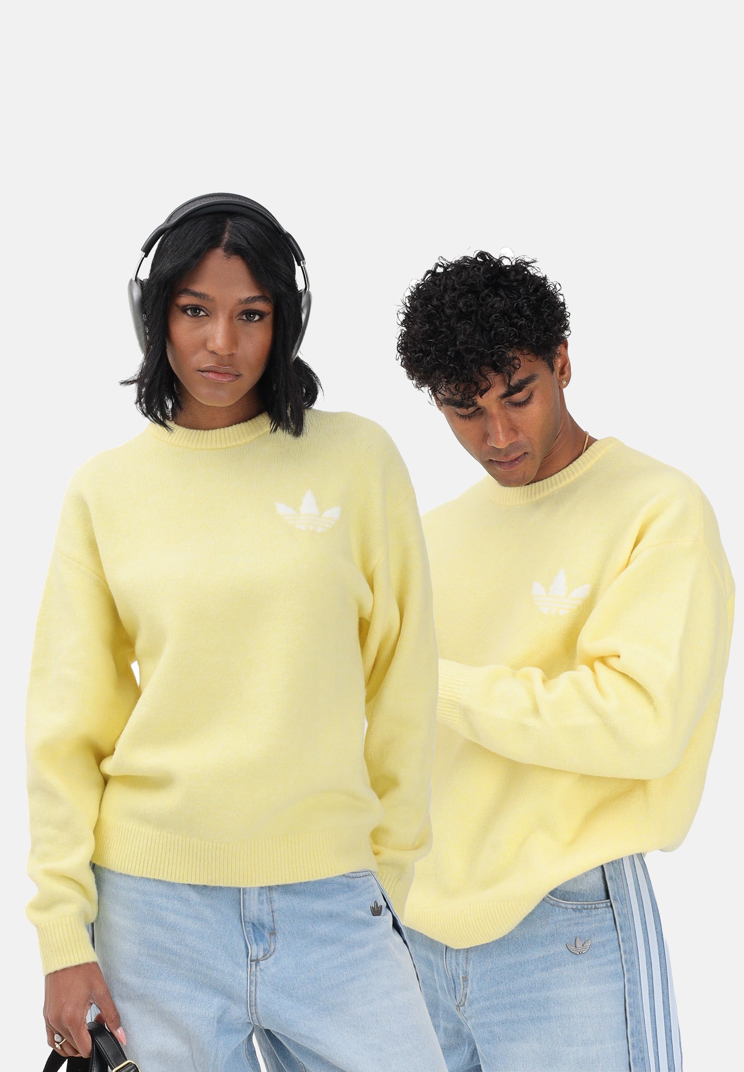 ADIDAS ORIGINALS Maglione ATHLETIC DEPT KNITTED girocollo giallo per uomo e donna <BR/> LD4476 . ADIDAS ORIGINALS 