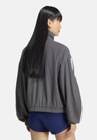 ADIDAS ORIGINALS Giacca a vento CHECKS TRACK TOP nera e grigio antracite da donna con tessuto in microfibra LD5339 . ADIDAS ORIGINALS 