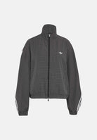 ADIDAS ORIGINALS Giacca a vento CHECKS TRACK TOP nera e grigio antracite da donna con tessuto in microfibra LD5339 . ADIDAS ORIGINALS 