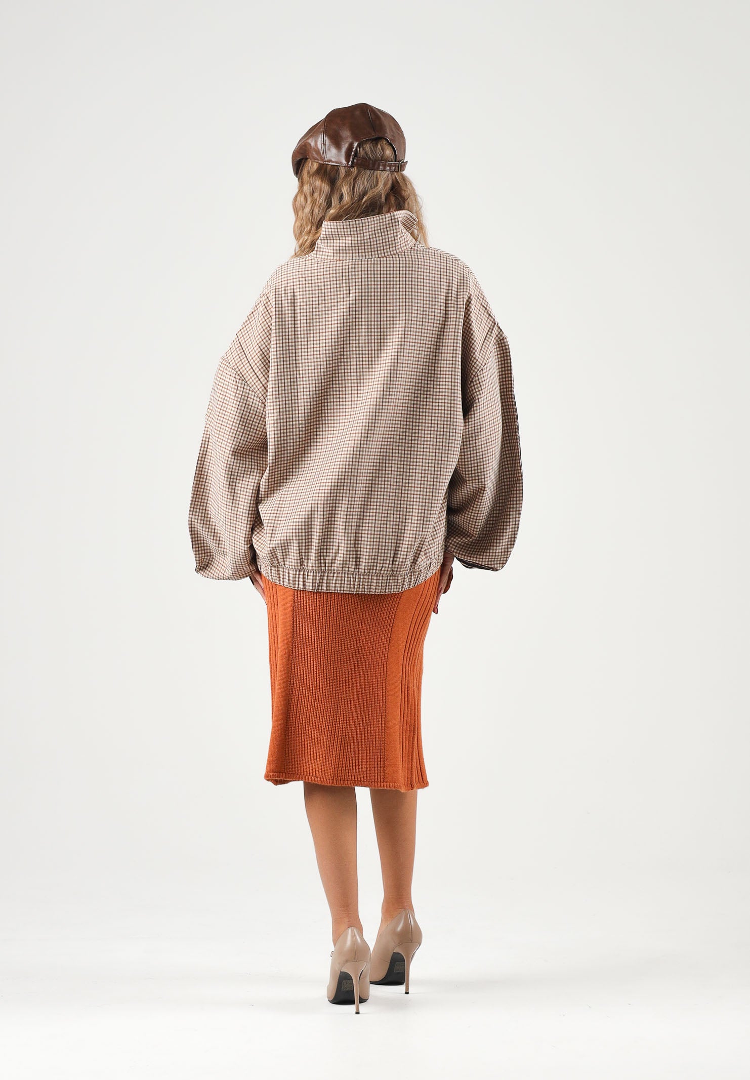 ADIDAS ORIGINALS Felpa con zip CHECKS TRACK TOP Crystal Linen / Aurora Coffee beige sabbia e marrone caffè da donna LE8307 . ADIDAS ORIGINALS 