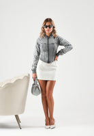 ADIDAS ORIGINALS Giubbotto di jeans SUPERSTAR DENIM CORSET grigio denim da donna LF3779 . ADIDAS ORIGINALS 