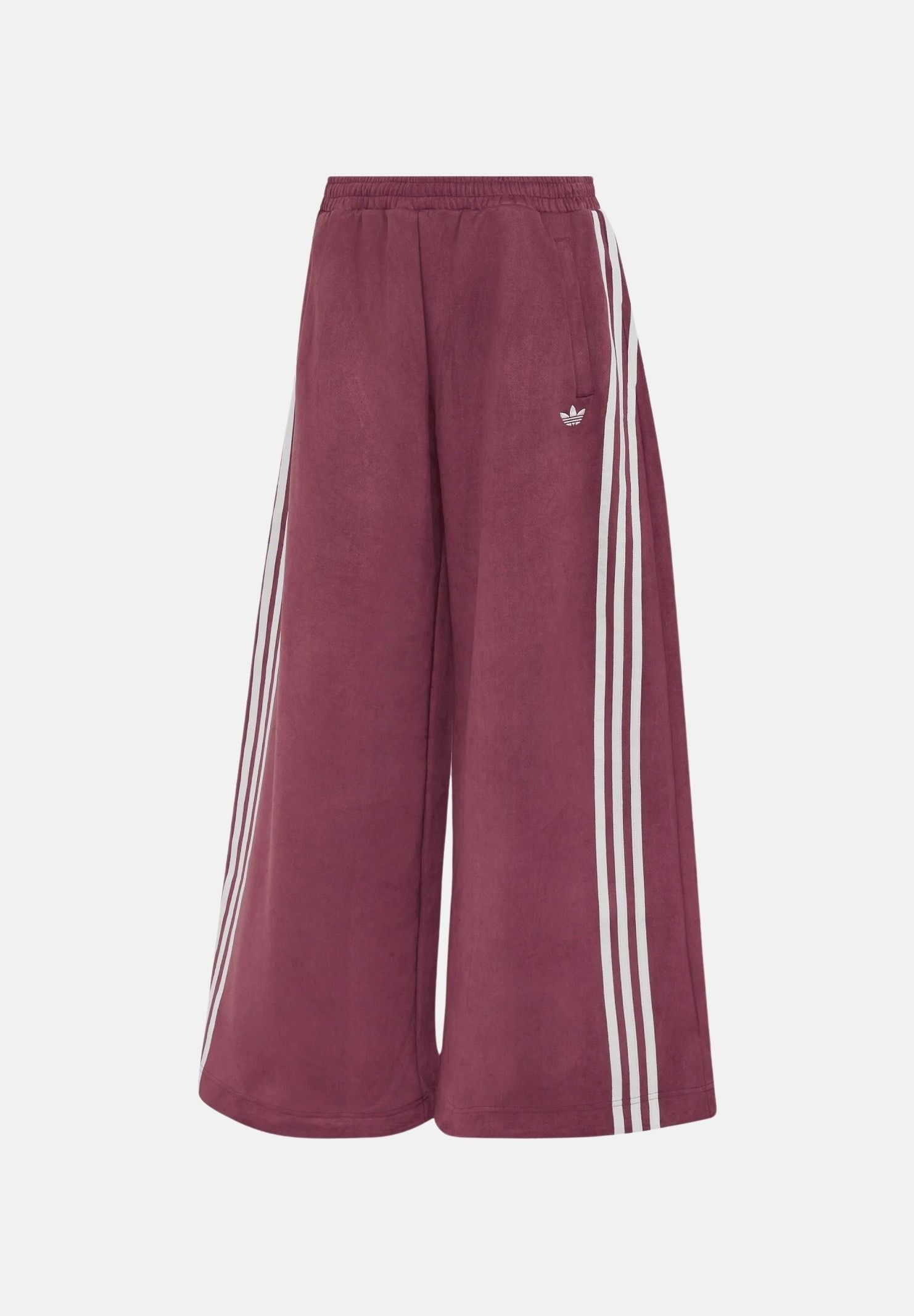 ADIDAS ORIGINALS pantaloni ADILENIUM SEASON 6 FAUX SUEDE Maroon bordeaux da donna, in tessuto effetto suede, con gamba ampia e tre strisce. LH1924 . ADIDAS ORIGINALS 