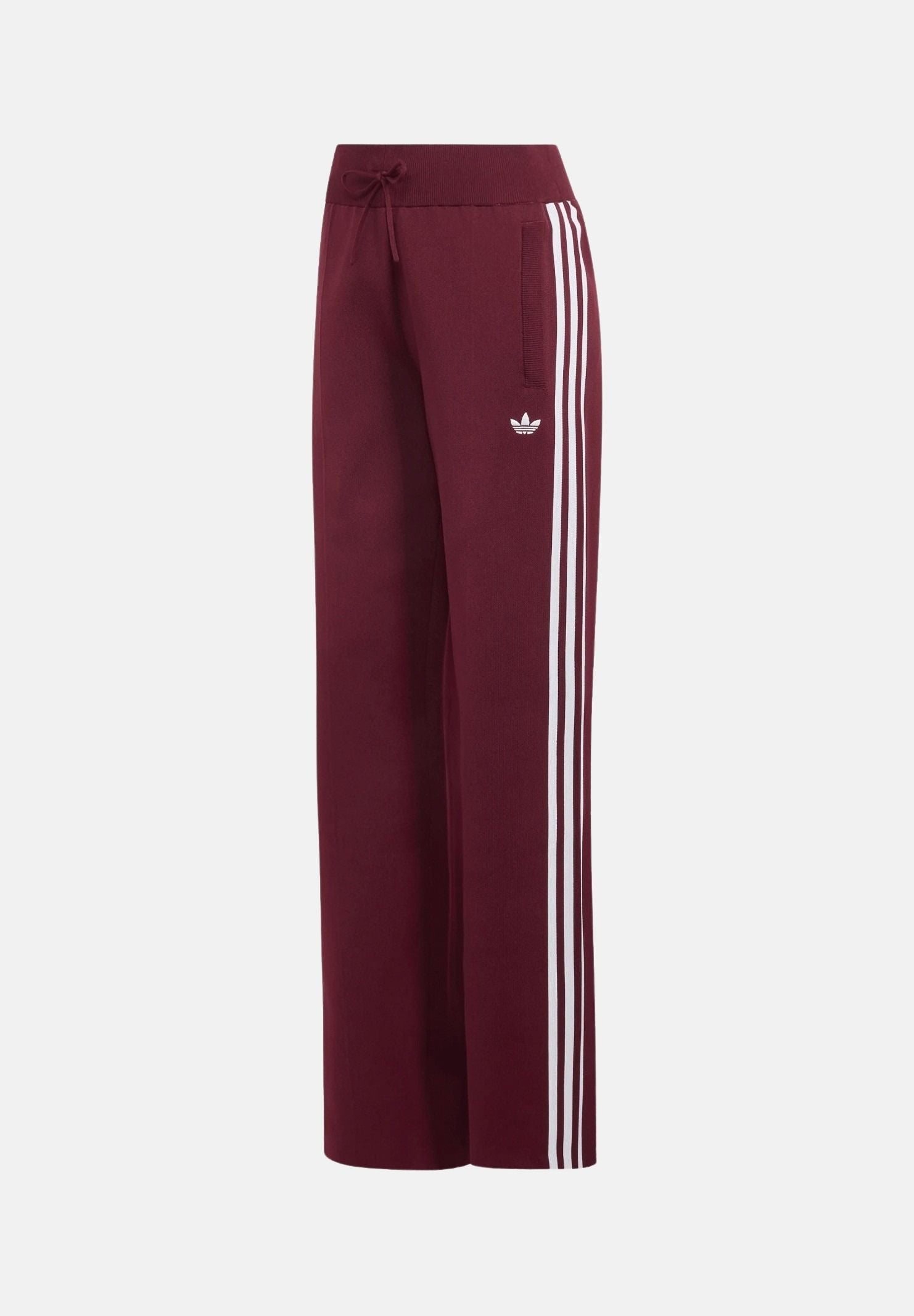 ADIDAS ORIGINALS Pantaloni ADILENIUM SEASON 6 STRAIGHT KNIT Maroon bordeaux da donna, con gamba dritta, 3 strisce laterali e coulisse in vita. LH1936 . ADIDAS ORIGINALS 
