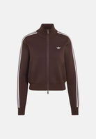 ADIDAS ORIGINALS Felpa ADILENIUM SEASON 6 KNIT TRACK TOP Aurora Coffee marrone da donna, con collo alto, zip frontale e 3 strisce. LH1938 . ADIDAS ORIGINALS 