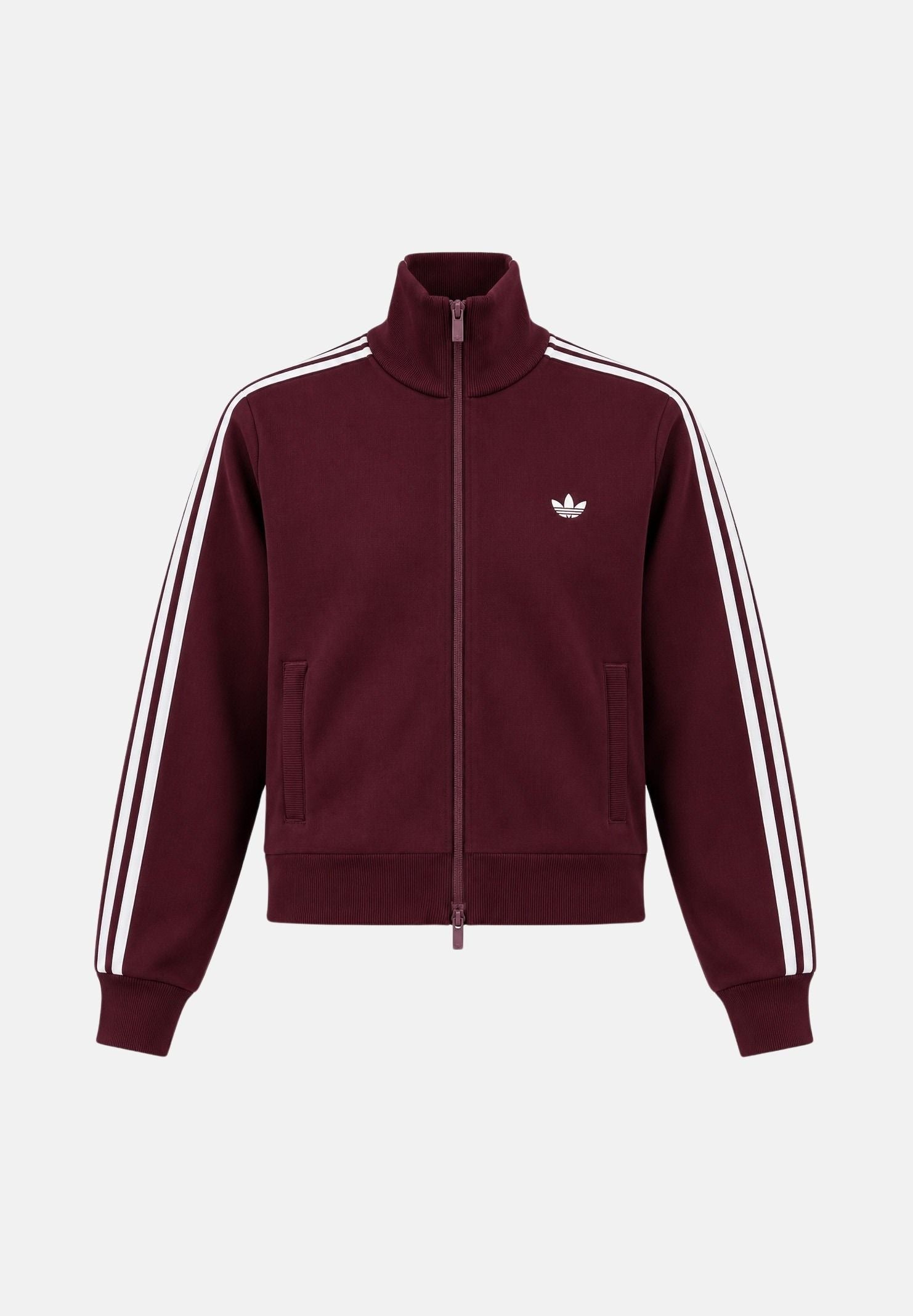 ADIDAS ORIGINALS Felpa ADILENIUM SEASON 6 KNIT TRACK TOP Maroon bordeaux da donna, in maglia tecnica con zip frontale e 3 strisce. LH1940 . ADIDAS ORIGINALS 