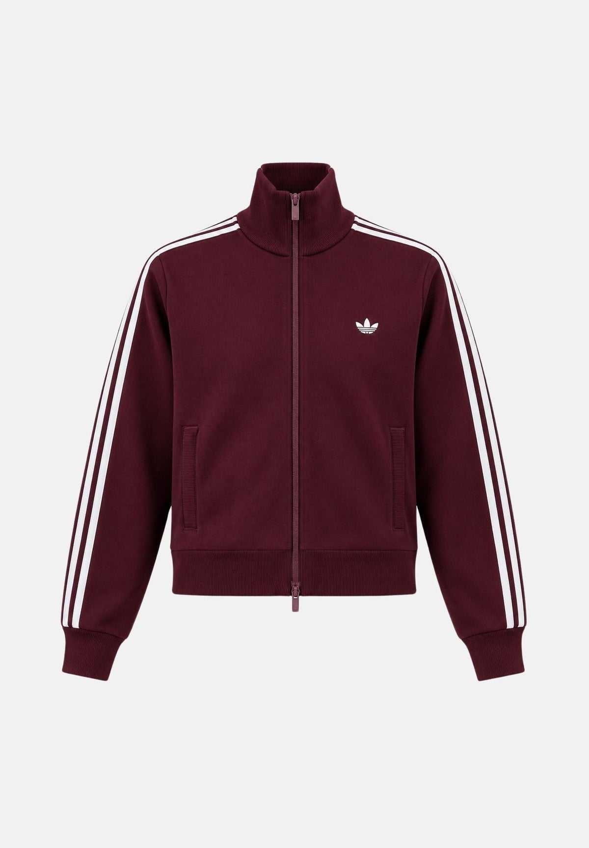 ADIDAS ORIGINALS Felpa ADILENIUM SEASON 6 KNIT TRACK TOP Maroon bordeaux da donna, in maglia tecnica con zip frontale e 3 strisce. LH1940 . ADIDAS ORIGINALS 