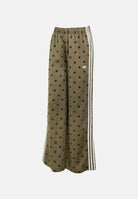 ADIDAS ORIGINALS Pantaloni SATIN POLKA DOTS WIDE LEG PANT  verde oliva e nero da donna con texture a pois LI2845 . ADIDAS ORIGINALS 