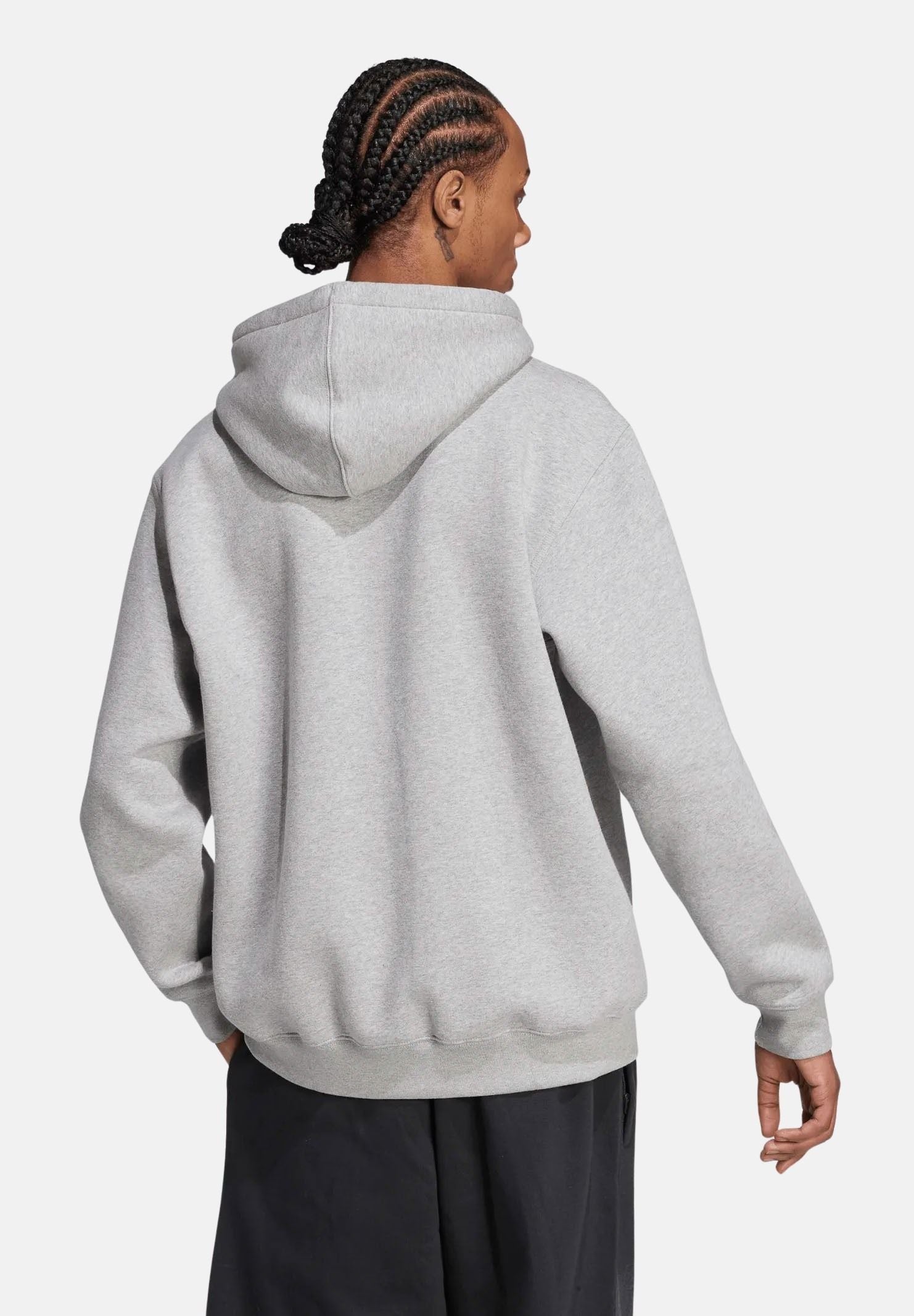ADIDAS ORIGINALS Felpa con cappuccio Trefoil Essentials Loose grigia da uomo JV6057 . ADIDAS ORIGINALS 