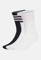 ADIDAS ORIGINALS Calze 3-STRIPES CREW SOCKS 3 PAIRS White/Black/Clear Pink bianco, nero e rosa donna. JV7405 . ADIDAS ORIGINALS 