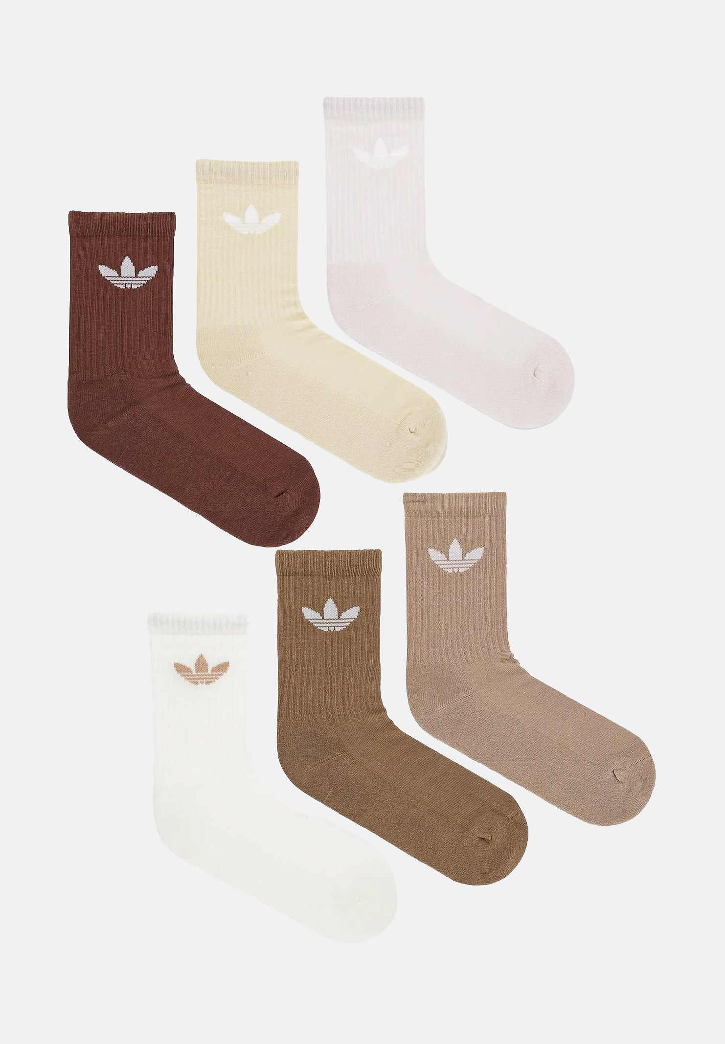 ADIDAS ORIGINALS Calzini Trefoil Cushion Crew (6 paia) nei toni terra per uomo e donna JY2678 . ADIDAS ORIGINALS 