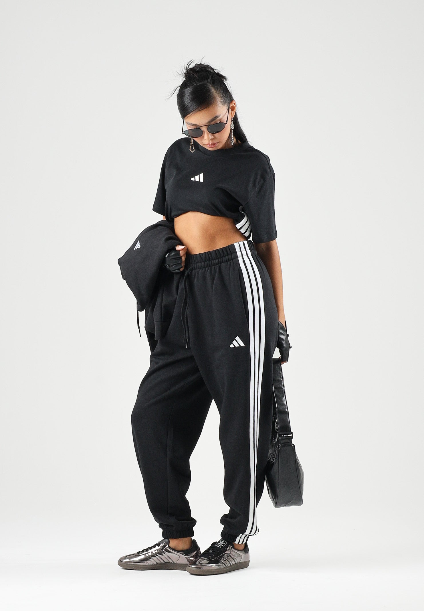 ADIDAS PERFORMANCE Pantaloni ESSENTIALS 3-STRIPES FLEECE neri  da donna JE1276 . ADIDAS PERFORMANCE 