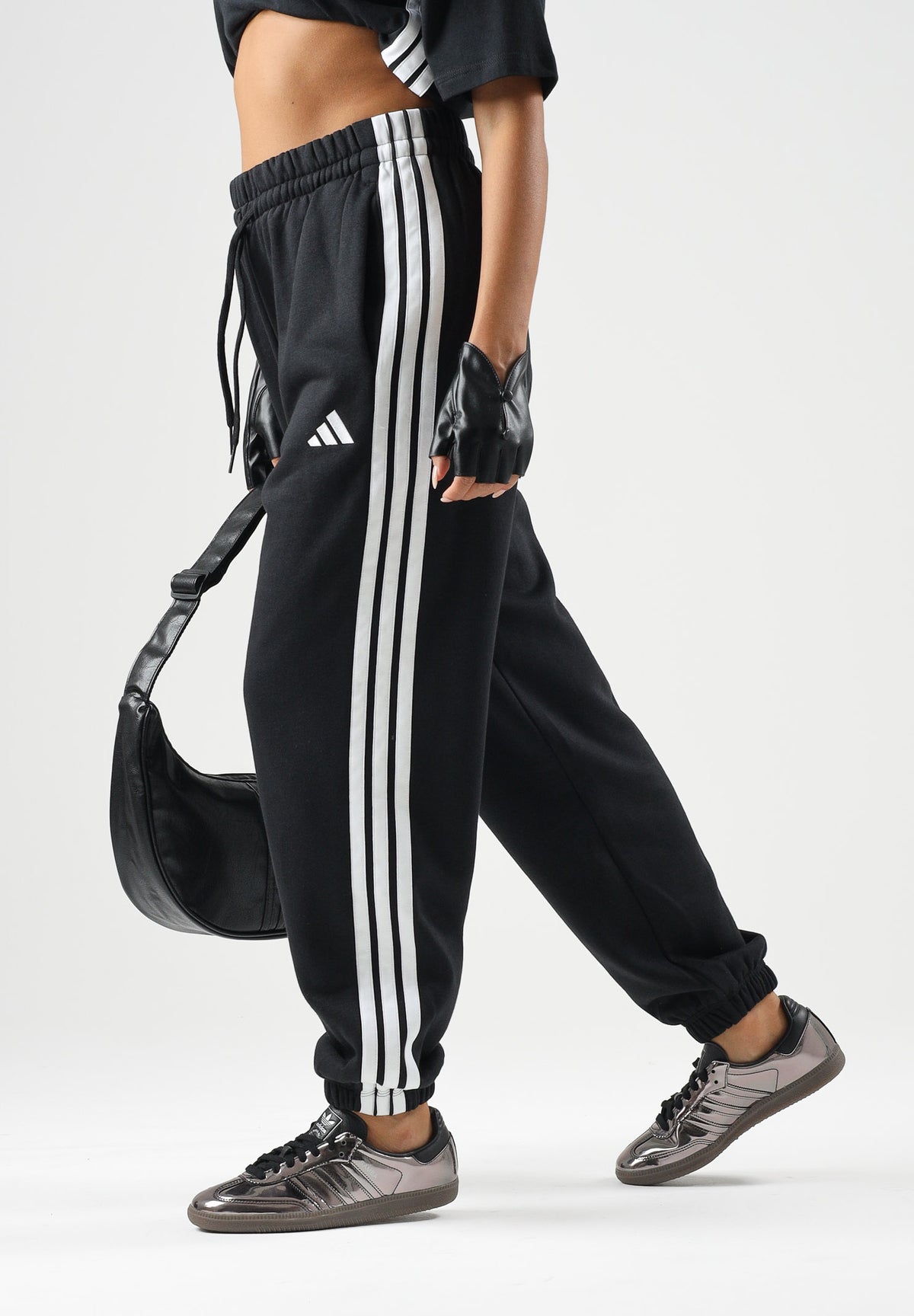 ADIDAS PERFORMANCE Pantaloni ESSENTIALS 3-STRIPES FLEECE neri  da donna JE1276 . ADIDAS PERFORMANCE 