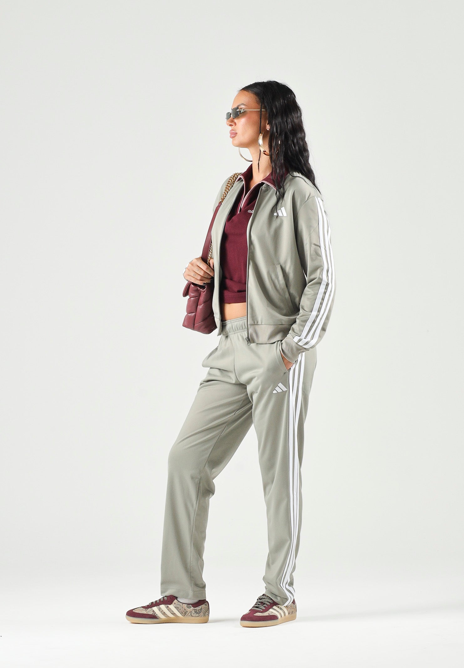 ADIDAS PERFORMANCE Tuta ESSENTIALS 3-STRIPES TRACKSUIT verde salvia da donna JX0509 . ADIDAS PERFORMANCE 