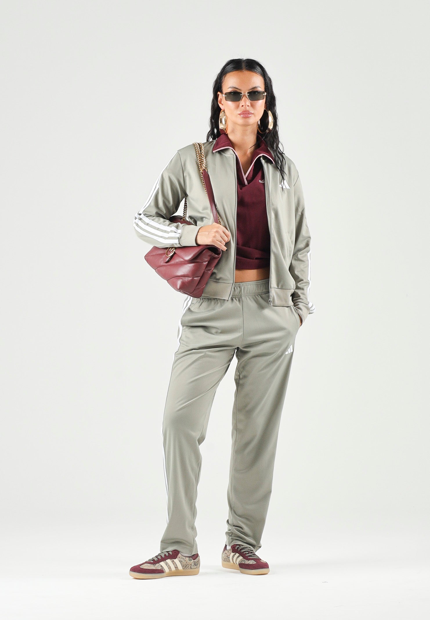 ADIDAS PERFORMANCE Tuta ESSENTIALS 3-STRIPES TRACKSUIT verde salvia da donna JX0509 . ADIDAS PERFORMANCE 