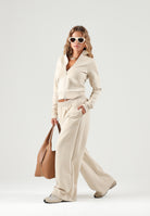 ADIDAS PERFORMANCE Felpa con zip SOFT LUX  Crystal Linen beige chiaro da  donna. KE9143 . ADIDAS PERFORMANCE 