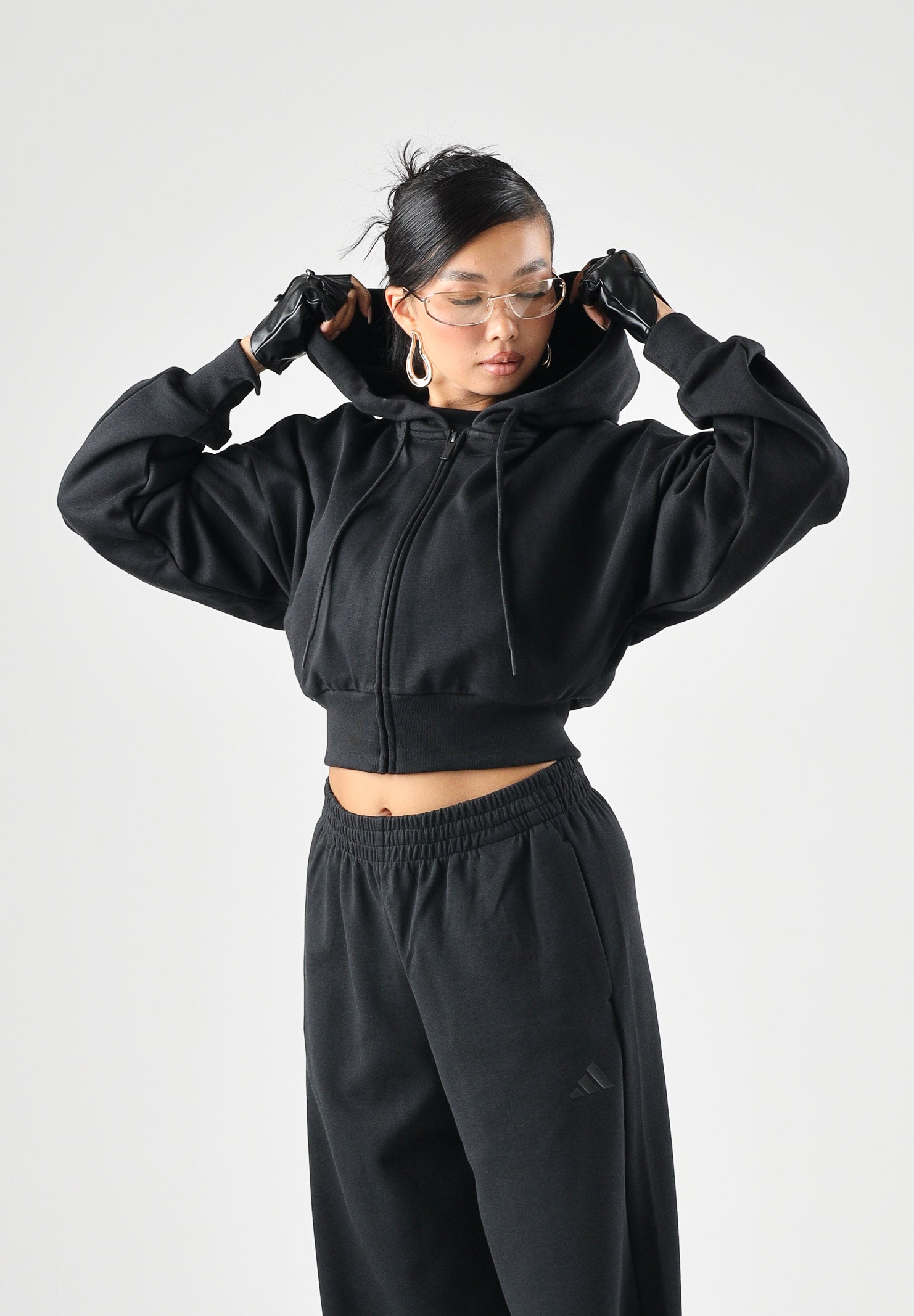 ADIDAS PERFORMANCE Felpa con zip FLEECE nera da donna <BR/> KF6245 . ADIDAS PERFORMANCE 