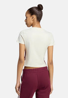 ADIDAS PERFORMANCE T-shirt ESSENTIALS 3-STRIPES SLIM BABY Ivory/Maroon avorio e bordeaux da donna, con girocollo e logo sul petto. KF6280 . ADIDAS PERFORMANCE 
