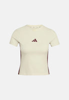 ADIDAS PERFORMANCE T-shirt ESSENTIALS 3-STRIPES SLIM BABY Ivory/Maroon avorio e bordeaux da donna, con girocollo e logo sul petto. KF6280 . ADIDAS PERFORMANCE 