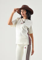 ADIDAS PERFORMANCE T-shirt manica corta ESSENTIALS 3-STRIPES  avorio e bordeaux da donna. KF8331 . ADIDAS PERFORMANCE 
