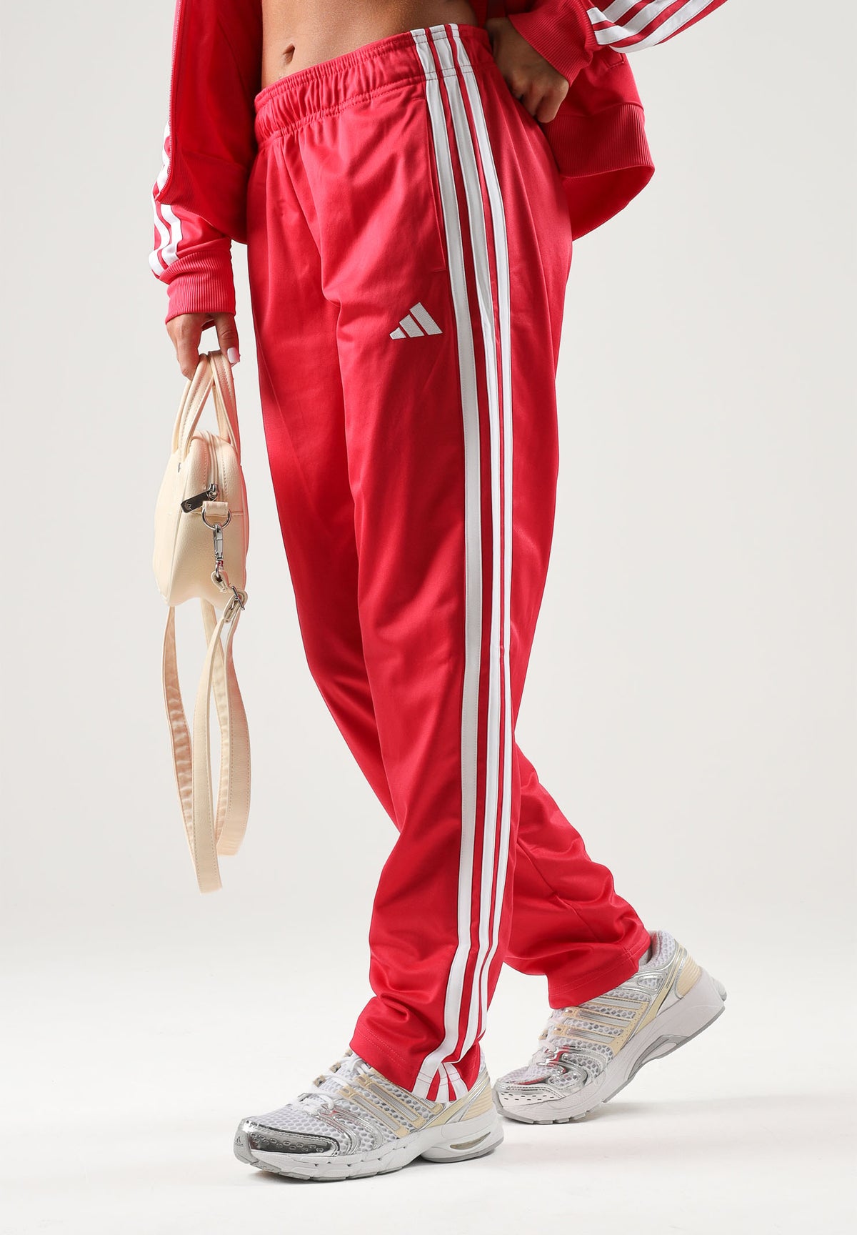 ADIDAS PERFORMANCE Tuta sportiva ESSENTIALS 3-STRIPES Power Pink rosa acceso da donna in tessuto acetato KQ7576 . ADIDAS PERFORMANCE 