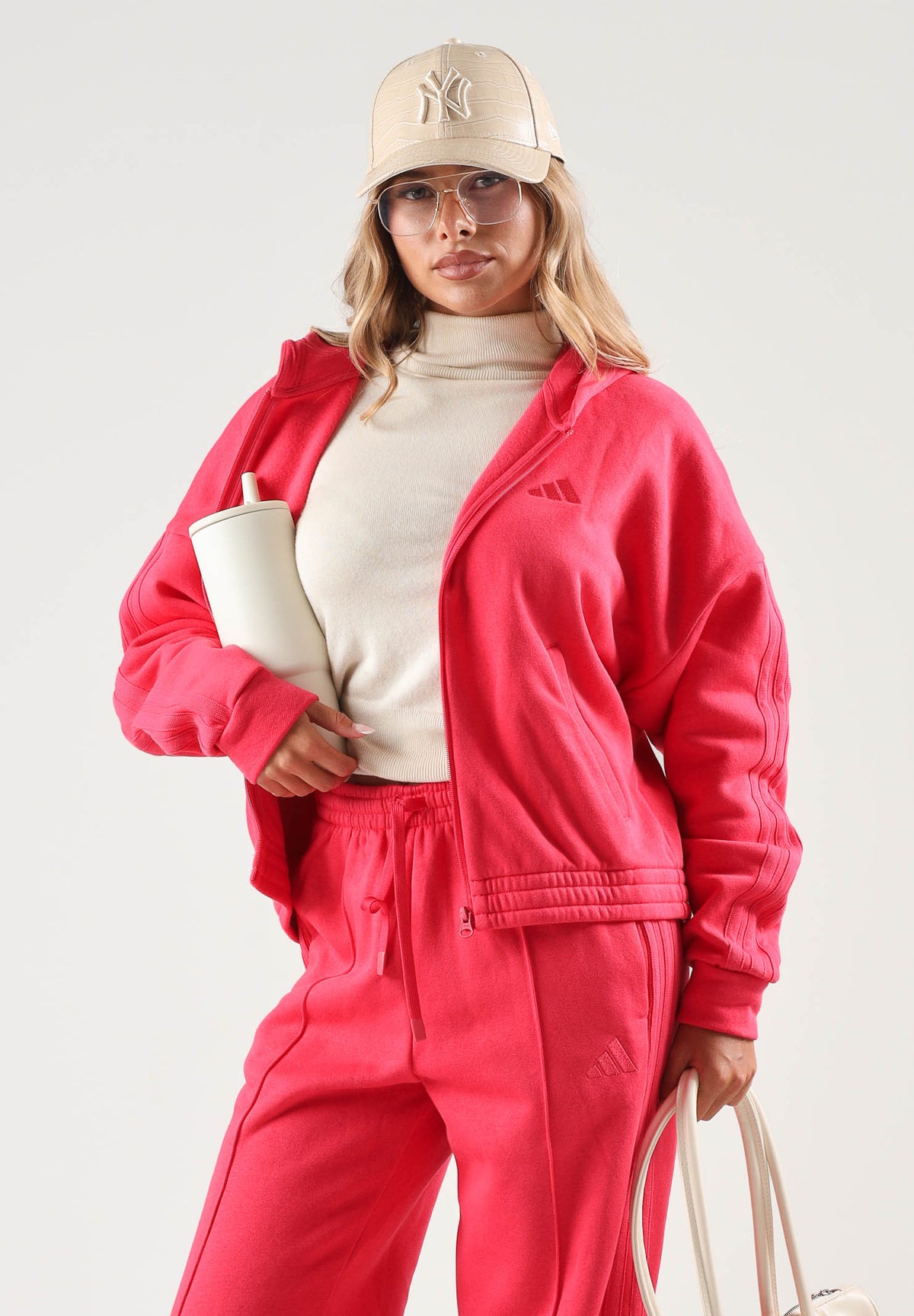 ADIDAS PERFORMANCE Tuta ENERGIZE TRACK SUIT Power pink rosa da donna con logo tono su tono KQ7594 . ADIDAS PERFORMANCE 