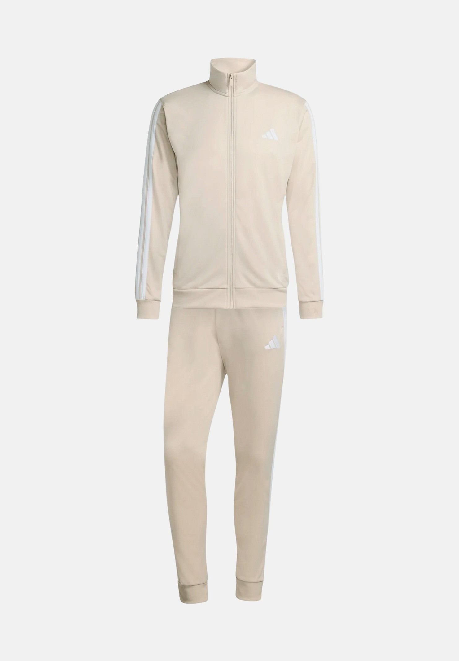 ADIDAS PERFORMANCE Tuta BASIC FLEECE beige da uomo con iconiche 3-stripes KR5358 . ADIDAS PERFORMANCE 