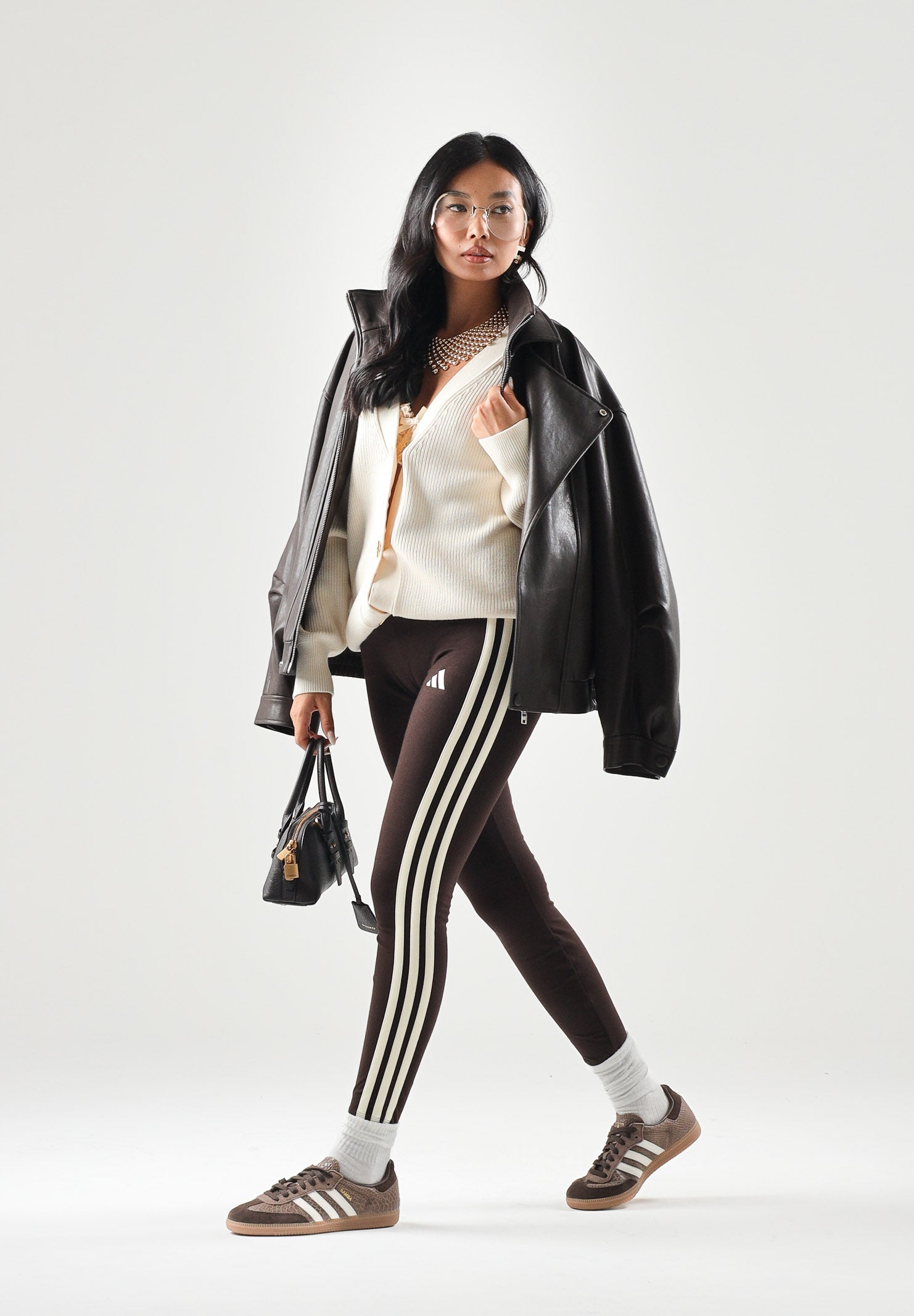 ADIDAS PERFORMANCE Leggings ESSENTIALS 3-STRIPES marrone da donna. KS6286 . ADIDAS PERFORMANCE 