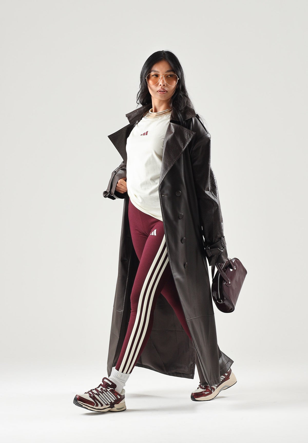 ADIDAS PERFORMANCE Leggings ESSENTIALS 3-STRIPES  bordeaux da donna. KS6288 . ADIDAS PERFORMANCE 