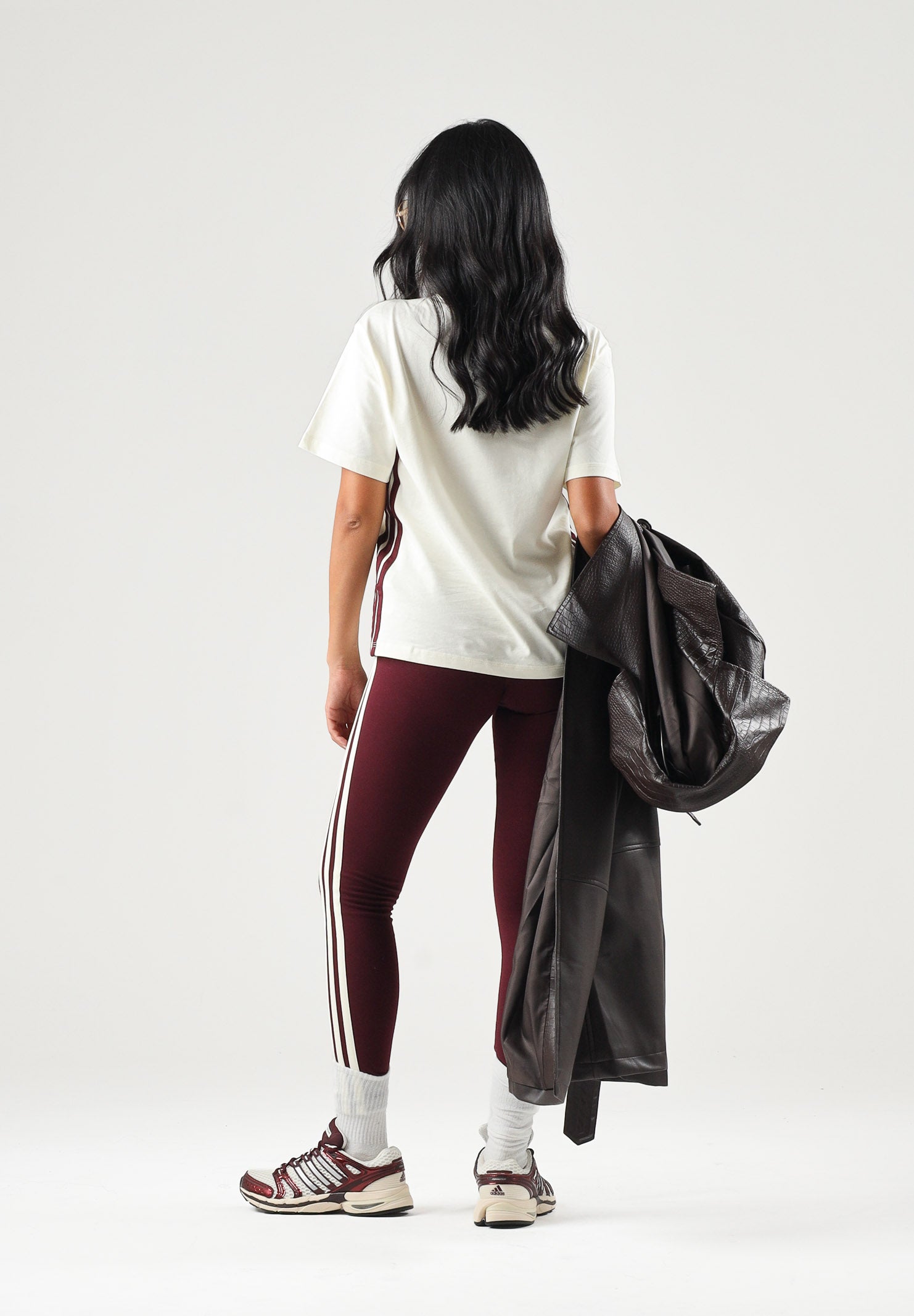 ADIDAS PERFORMANCE Leggings ESSENTIALS 3-STRIPES  bordeaux da donna. KS6288 . ADIDAS PERFORMANCE 