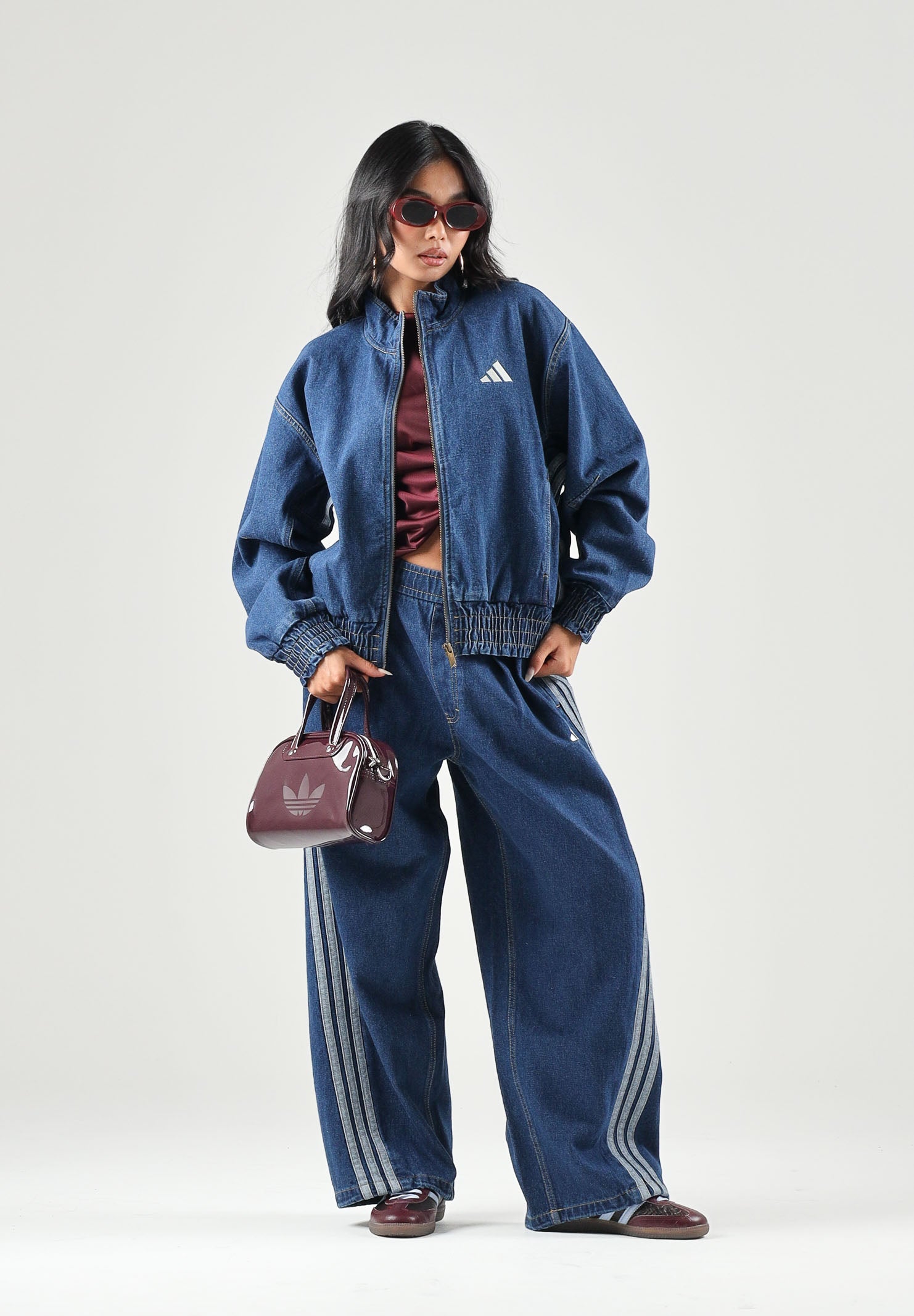 ADIDAS PERFORMANCE Giubbotto di jeans STADIUM WASHED in denim blu da donna. KV0624 . ADIDAS PERFORMANCE 