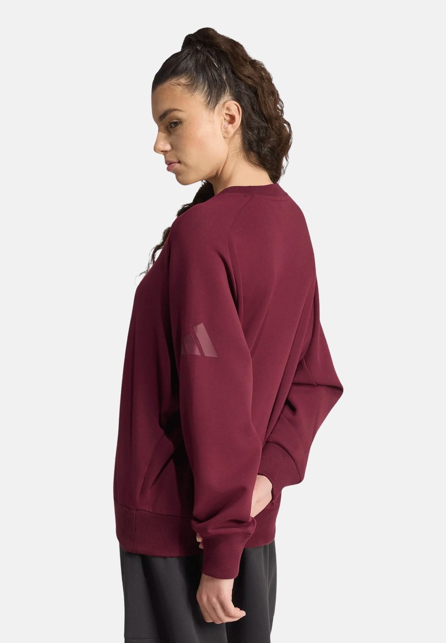 ADIDAS PERFORMANCE Felpa ESSENTIALS FLEECE SWEATSHIRT Maroon bordeaux donna. KW0922 . ADIDAS PERFORMANCE 