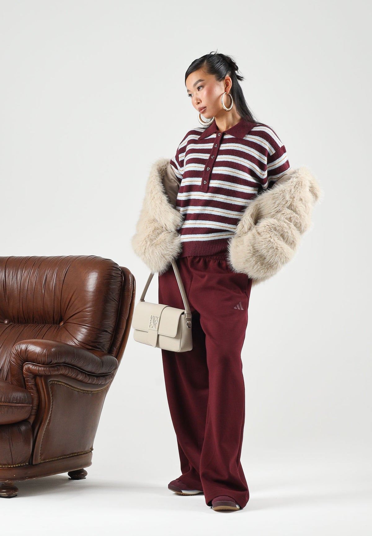 ADIDAS PERFORMANCE Pantaloni SLIM OPEN-HEM Maroon bordeaux da donna. KW0931 . ADIDAS PERFORMANCE 