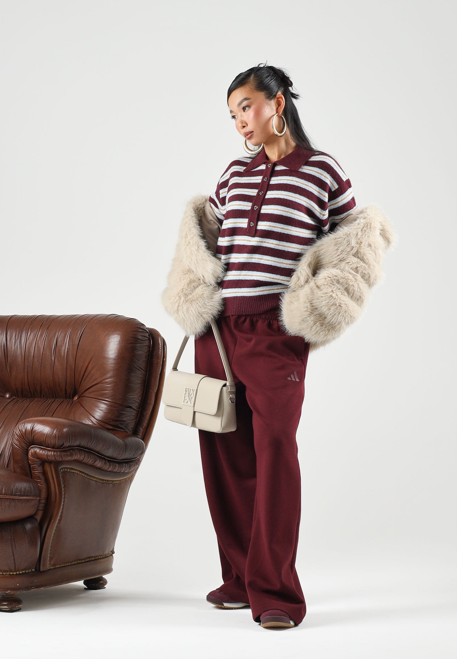 ADIDAS PERFORMANCE Pantaloni SLIM OPEN-HEM Maroon bordeaux da donna. KW0931 . ADIDAS PERFORMANCE 