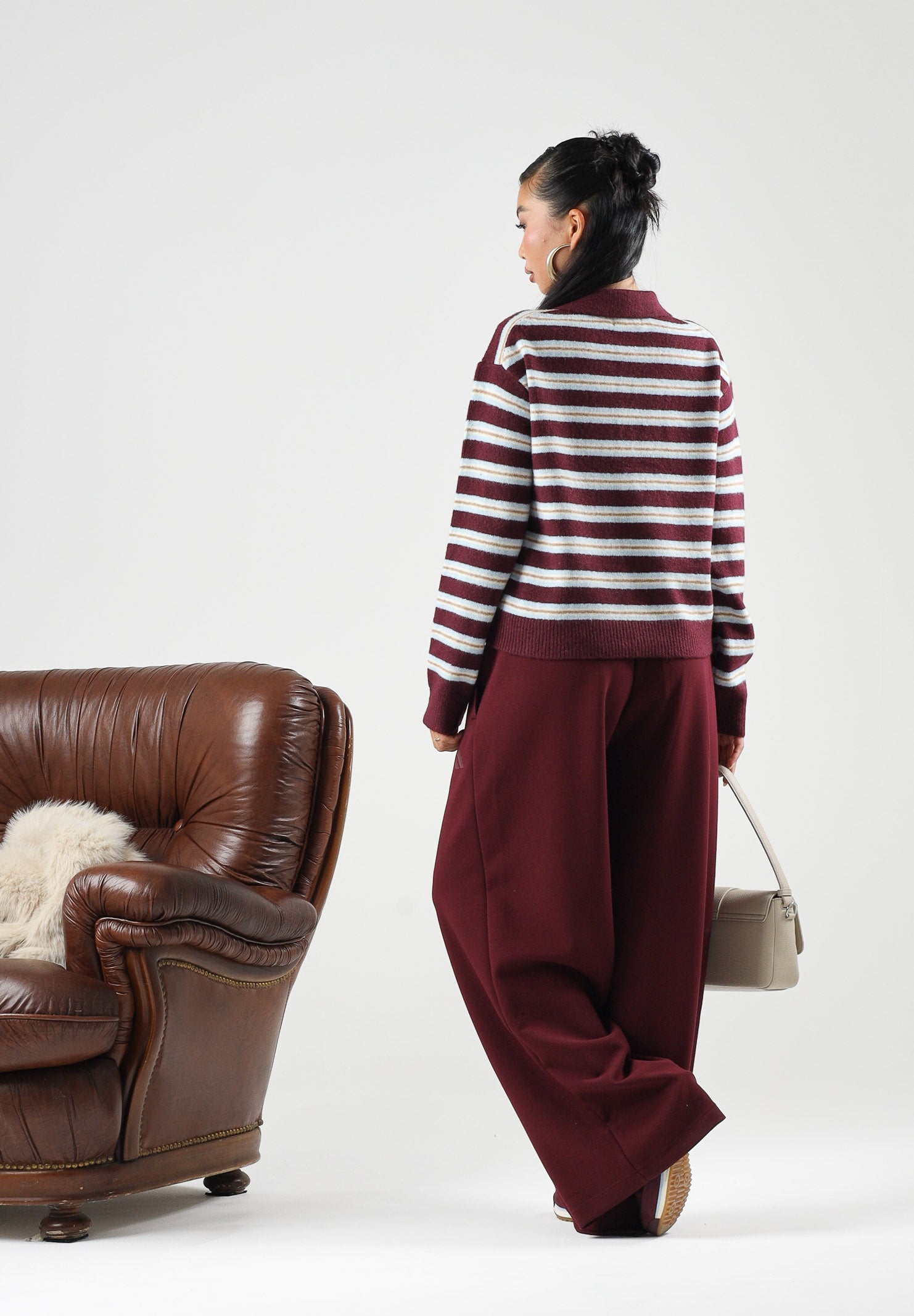 ADIDAS PERFORMANCE Pantaloni SLIM OPEN-HEM Maroon bordeaux da donna. KW0931 . ADIDAS PERFORMANCE 