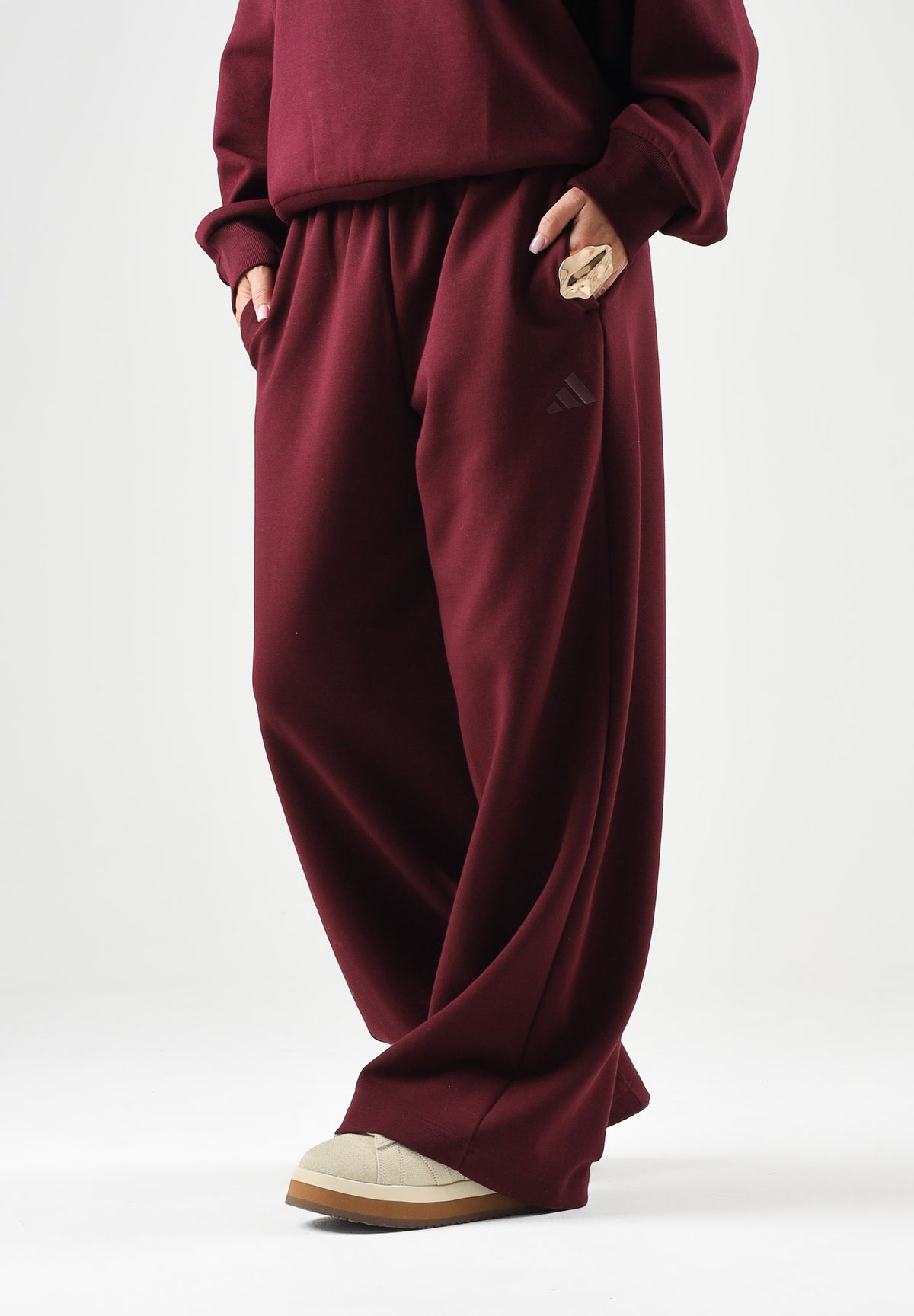 ADIDAS PERFORMANCE Pantaloni sportivi SLIM OPEN-HEM Maroon bordeaux da donna. KW0931 . ADIDAS PERFORMANCE 