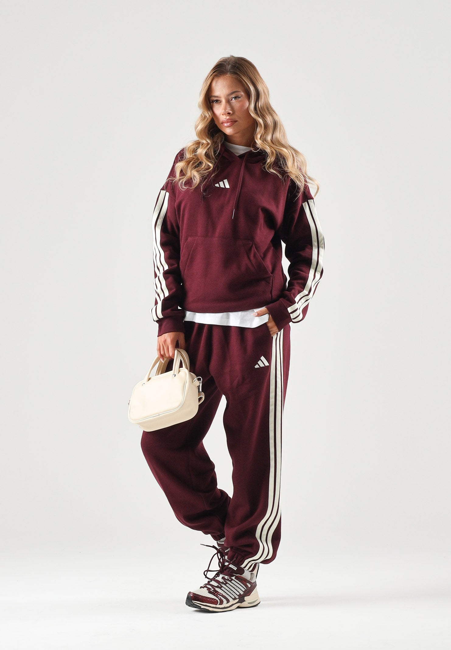 ADIDAS PERFORMANCE Felpa ESSENTIALS 3-STRIPES FLEECE bordeaux da donna KX0791 . ADIDAS PERFORMANCE 