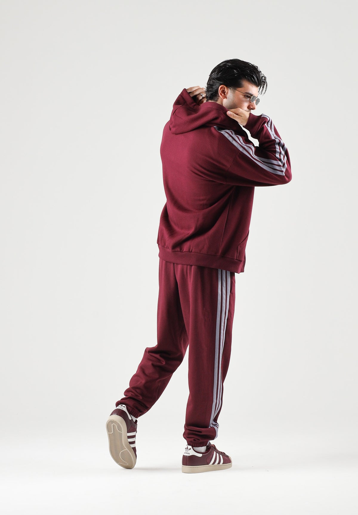 ADIDAS PERFORMANCE  Felpa con cappuccio e zip Team Maroon/Slate bordeaux e grigio lilla per uomo e donna KY4145 . ADIDAS PERFORMANCE 