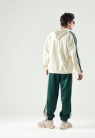 ADIDAS PERFORMANCA  felpa con cappuccio e zip Essentials 3-Stripes Fleece Full-Zip HoodieIvory/Collegiate Green avorio e verde da uomo. KY4149 . ADIDAS PERFORMANCE 
