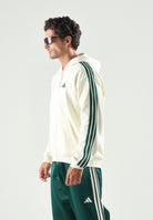 ADIDAS PERFORMANCA  felpa con cappuccio e zip Essentials 3-Stripes Fleece Full-Zip HoodieIvory/Collegiate Green avorio e verde da uomo. KY4149 . ADIDAS PERFORMANCE 
