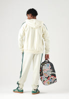 ADIDAS PERFORMANCA  Felpa con zip Essentials 3-Stripes Fleece  avorio e verde da uomo. KY4149 . ADIDAS PERFORMANCE 