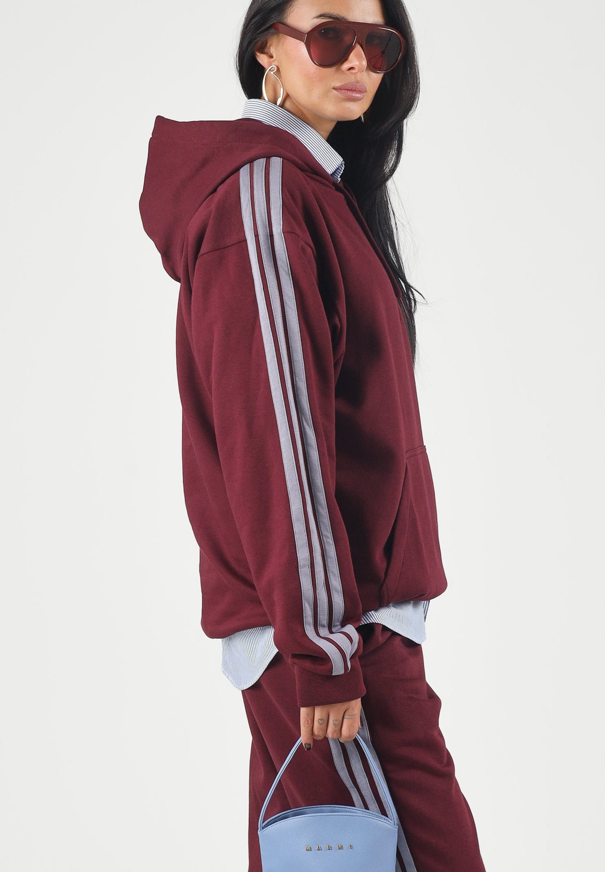 ADIDAS PERFORMANCE  Felpa con cappuccio TEAMAR/SLAT bordeaux e grigio lilla per uomo e donna KY4169 . ADIDAS PERFORMANCE 