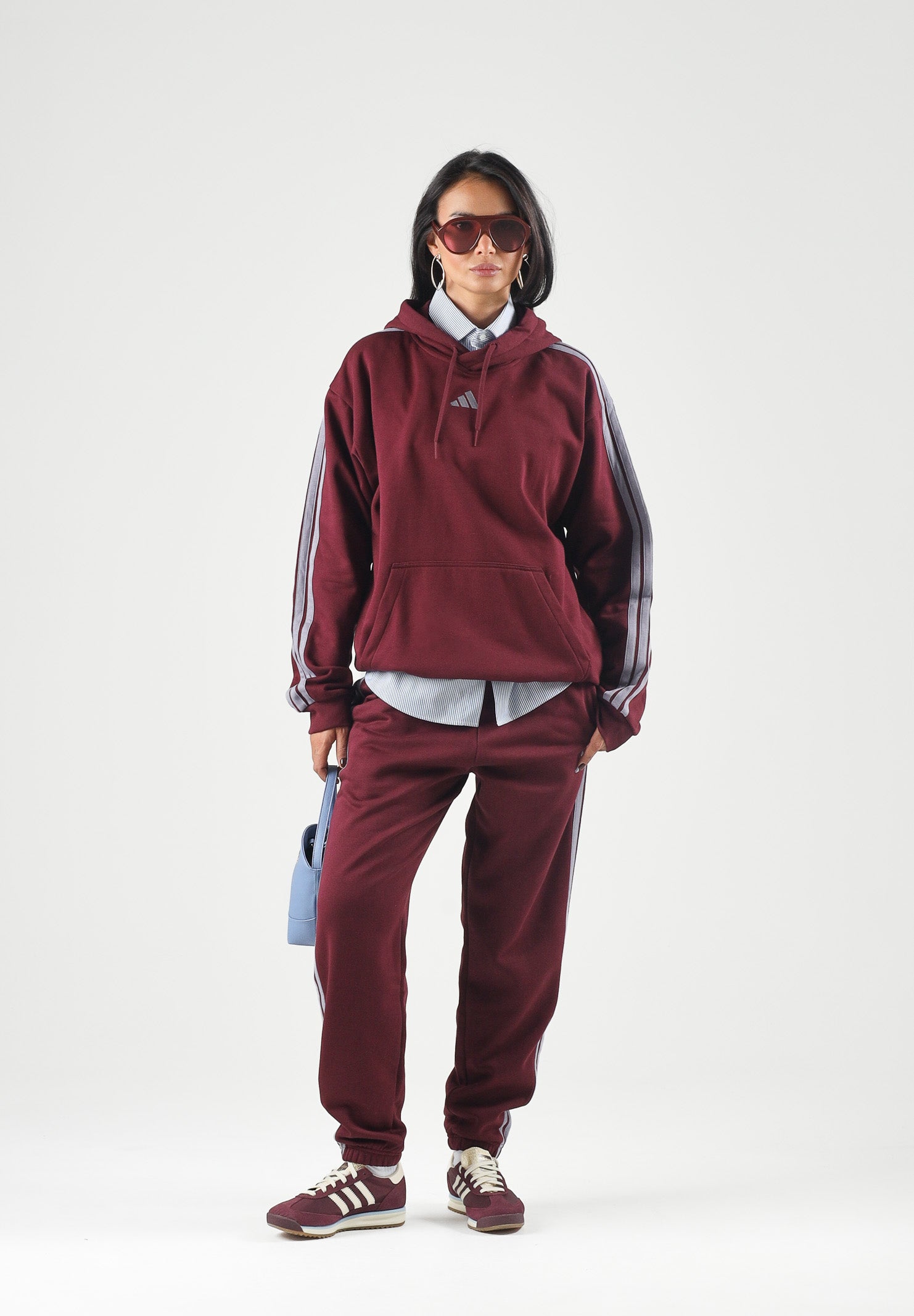 ADIDAS PERFORMANCE  Felpa con cappuccio TEAMAR/SLAT bordeaux e grigio lilla per uomo e donna KY4169 . ADIDAS PERFORMANCE 