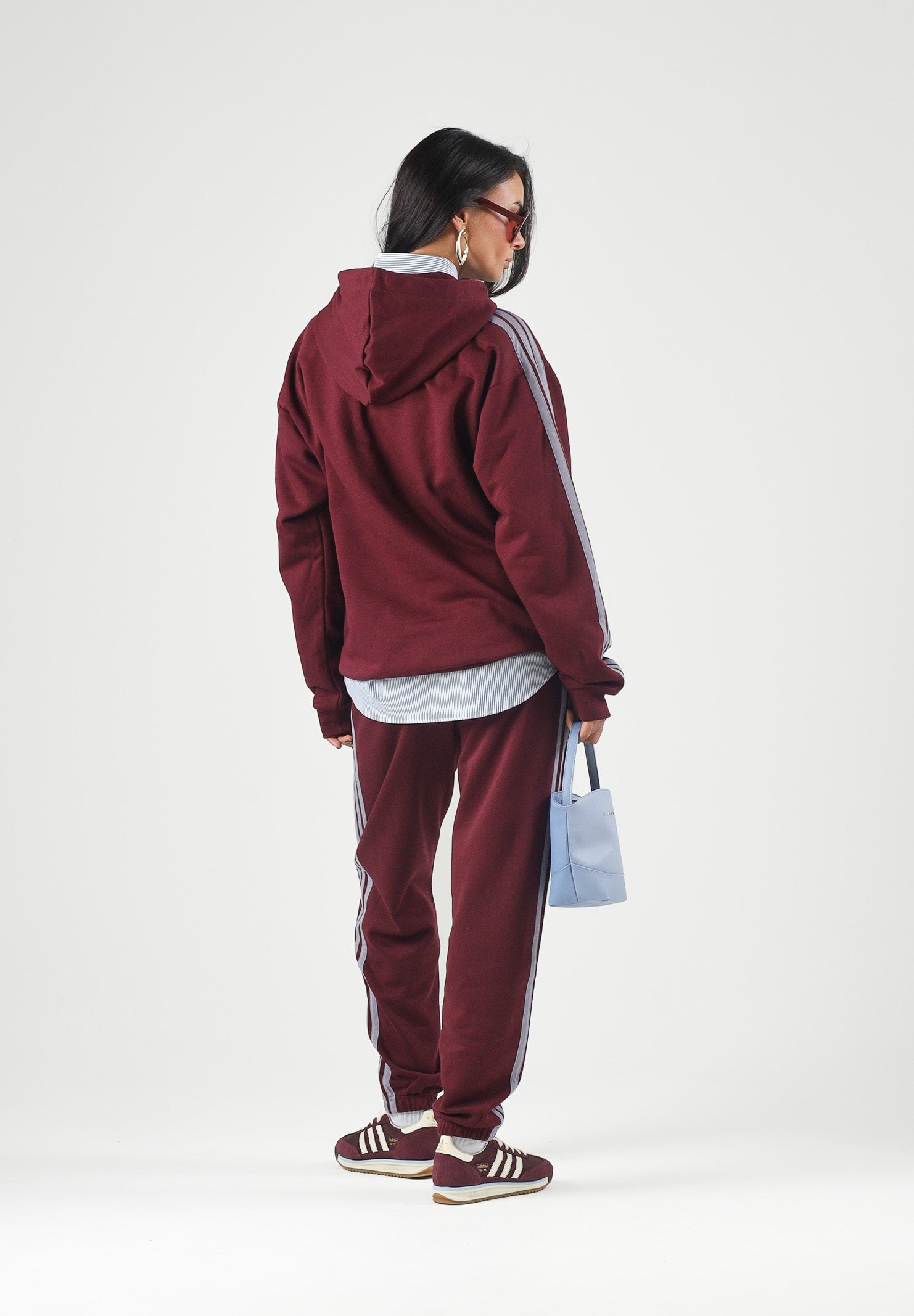 ADIDAS PERFORMANCE  Felpa con cappuccio TEAMAR/SLAT bordeaux e grigio lilla per uomo e donna KY4169 . ADIDAS PERFORMANCE 